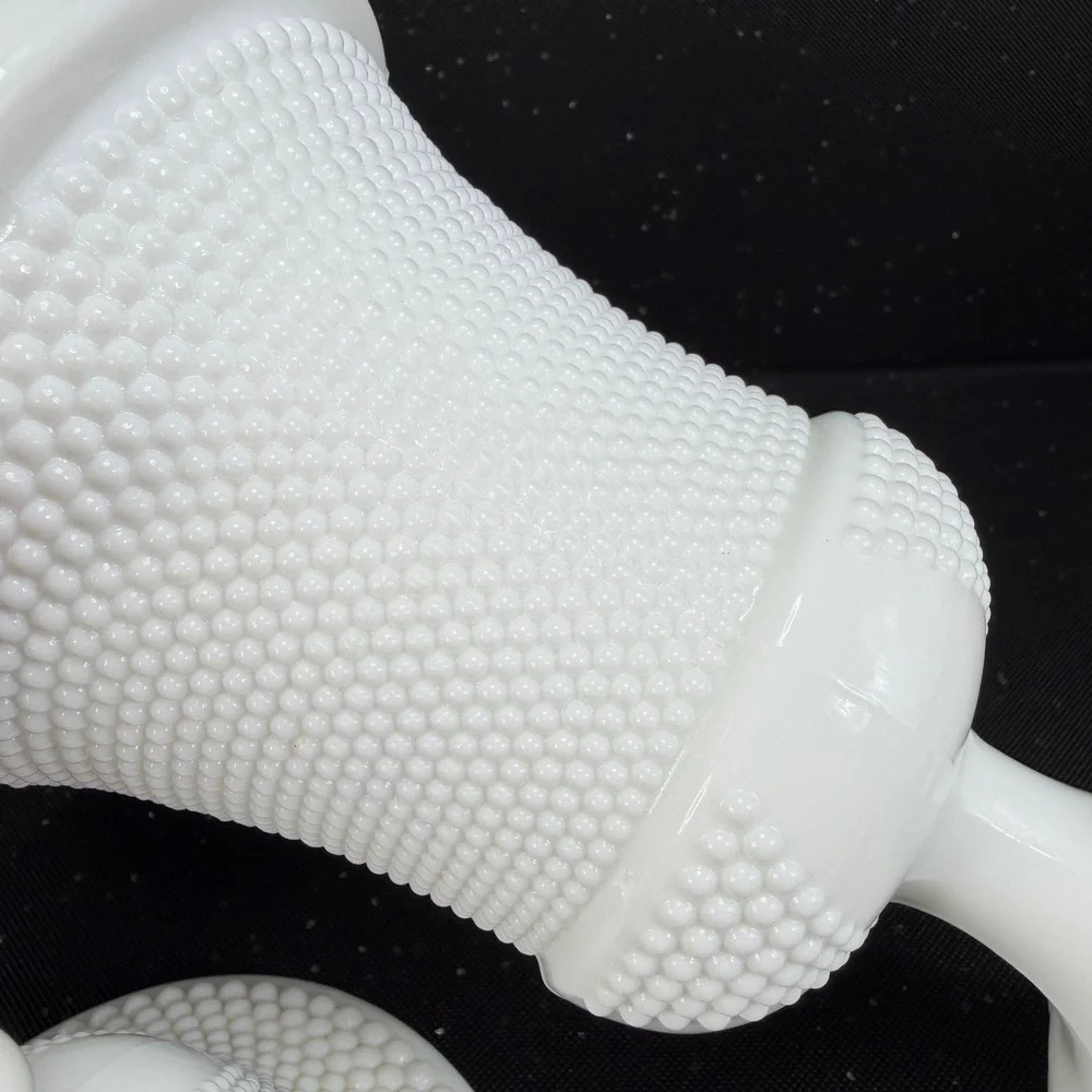 LE Smith White Milk Glass Hobnail Apothecary Jar Urn with Lid 10.5inch Vintage